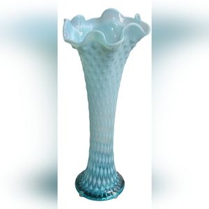 Northwood 12" tall Blue Opalescent Diamond Point Vase